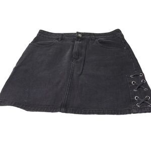 Pacsun Los Angeles Black Denim Jean Skirt Size 28  Cotton Women with side laceup